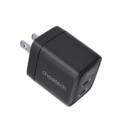 GaN 35W Wall Charger – Dual USB-C, Display, US