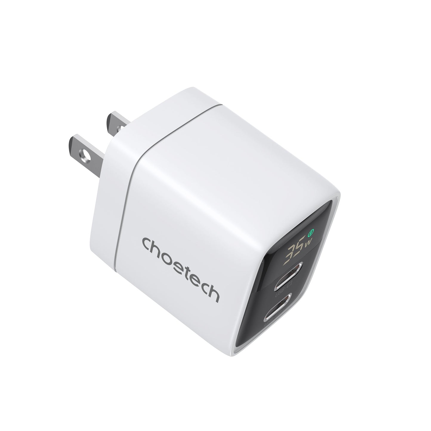 GaN 35W Wall Charger – Dual USB-C, Display, US