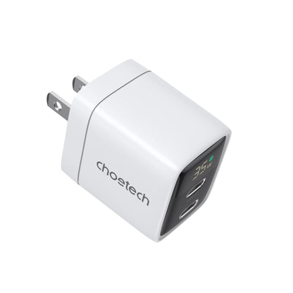 GaN 35W Wall Charger – Dual USB-C, Display, US