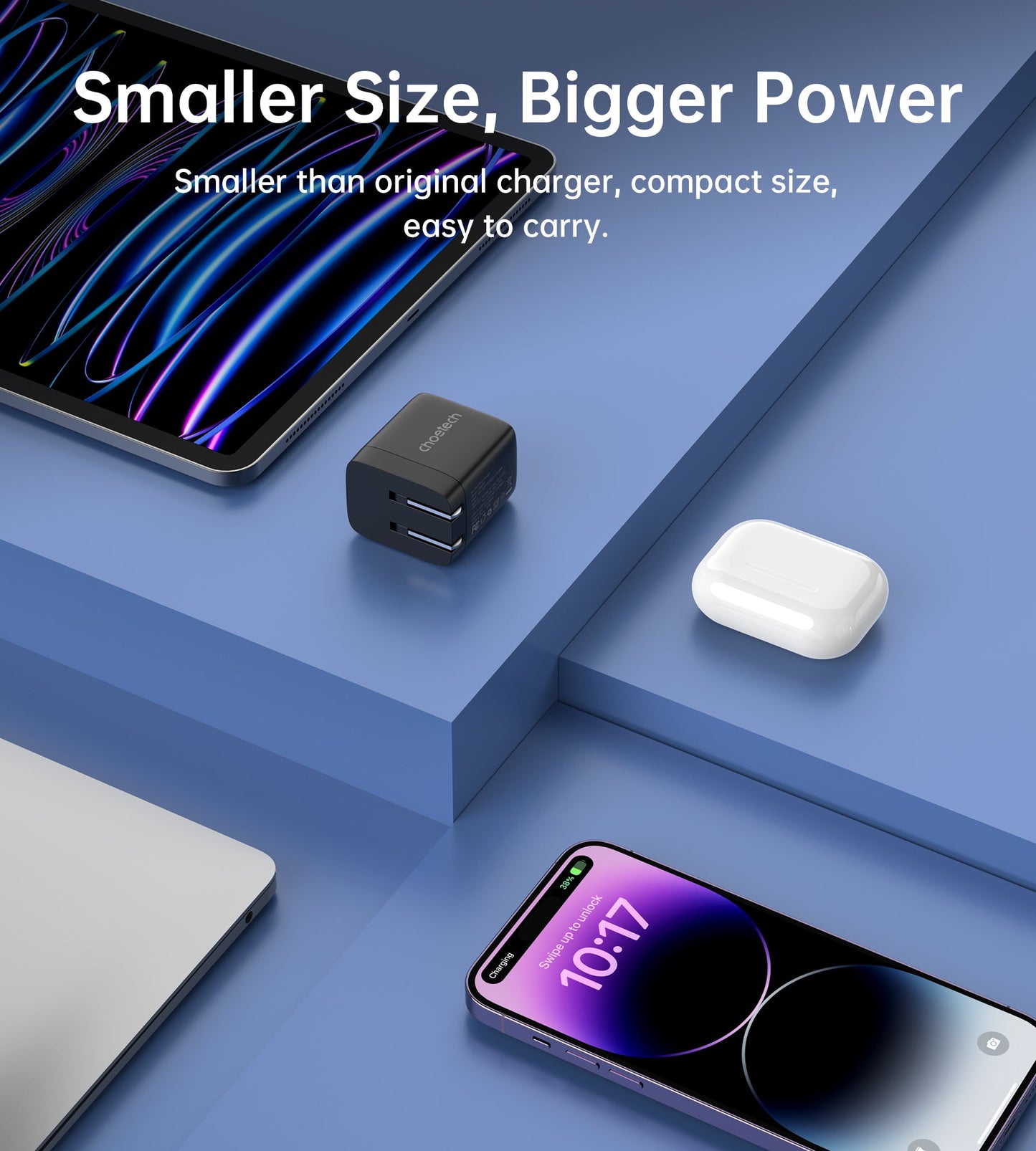 GaN 35W Wall Charger – Dual USB-C, Display, US