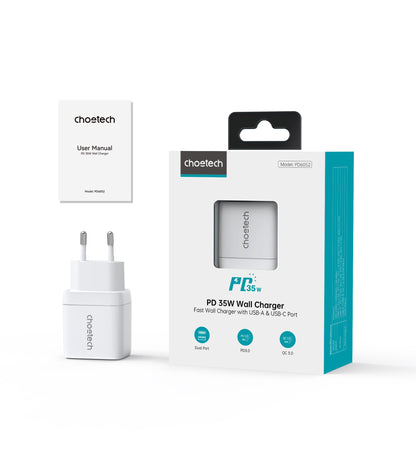 35W GaN Fast Charger – Dual USB-C Ports, Compact Design