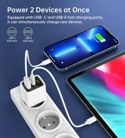 35W GaN Fast Charger – Dual USB-C Ports, Compact Design