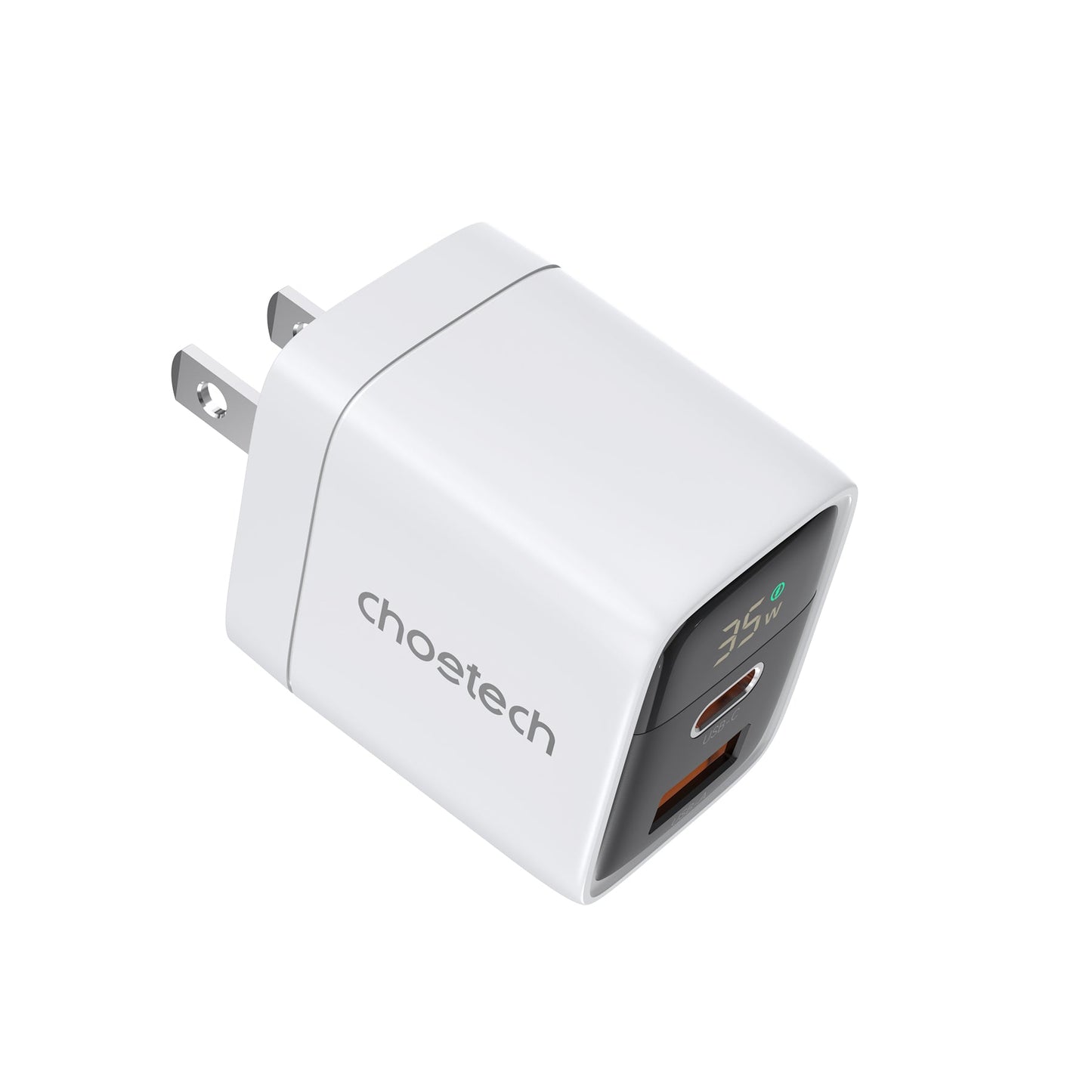 35W GaN A+C Wall Charger with Display – US, Black/White