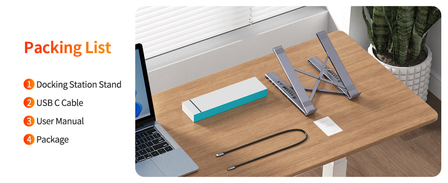 8-in-1 Laptop Stand Hub – 4K HDMI, PD, SD/TF, for MacBook