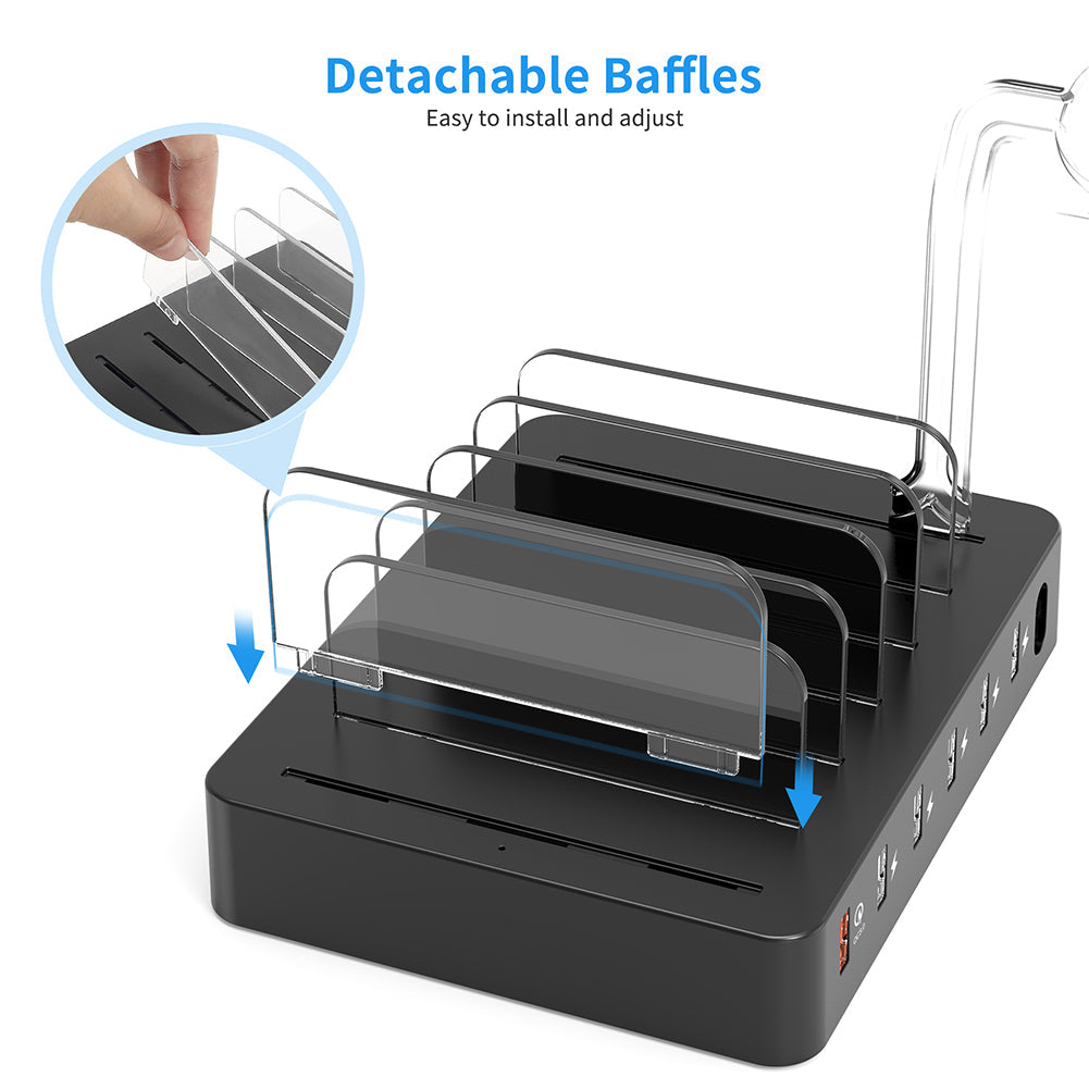6-Port Charging Station – QC3.0, Dock for iPhone & Android