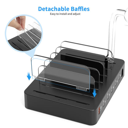 6-Port Charging Station – QC3.0, Dock for iPhone & Android