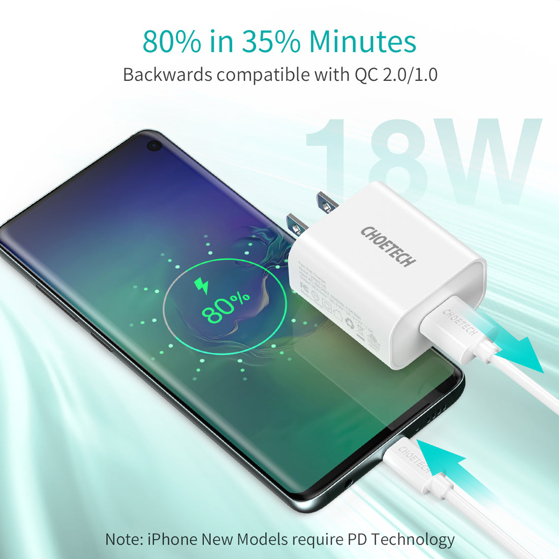 18W USB-A Wall Charger – Compact Fast Charging Power Adapter