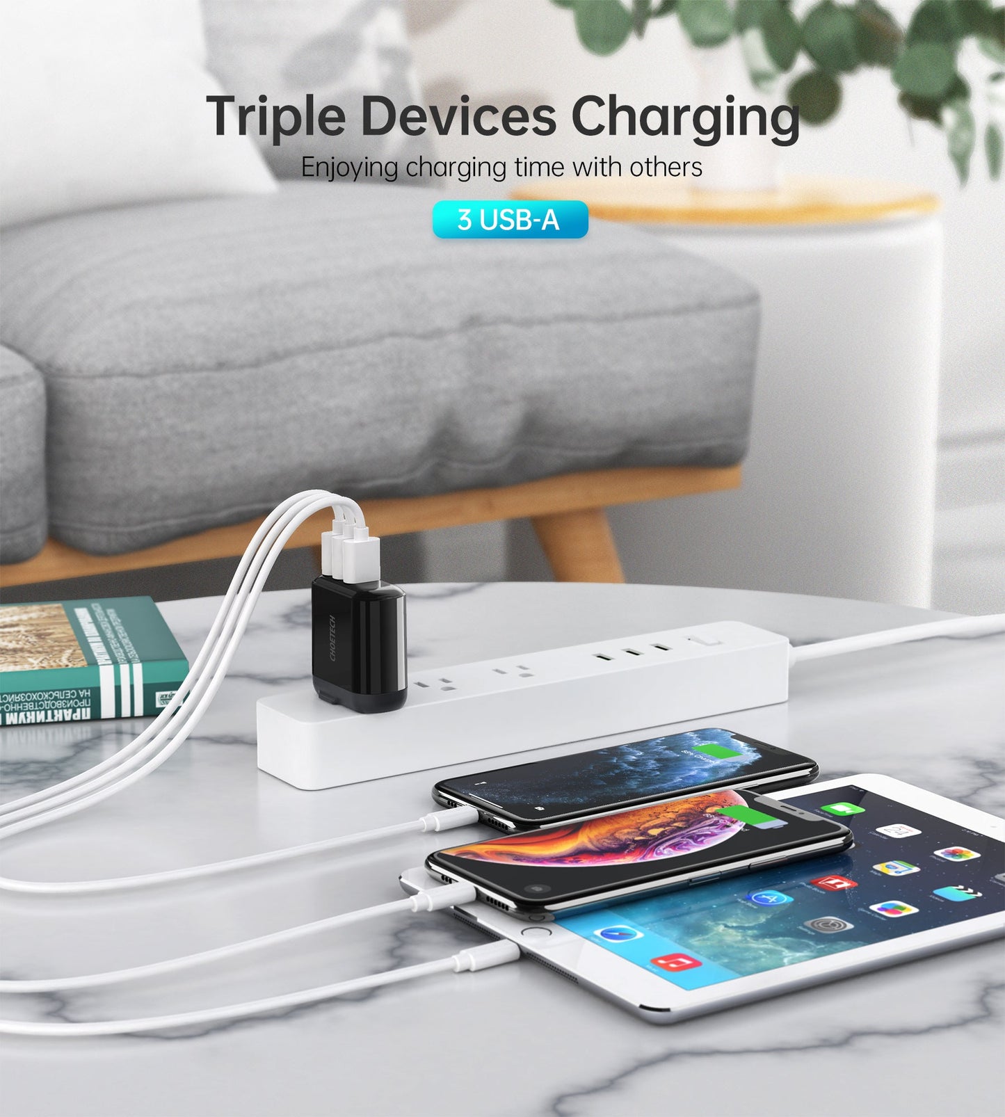 Triple USB Wall Charger – Foldable Plug & LED Display