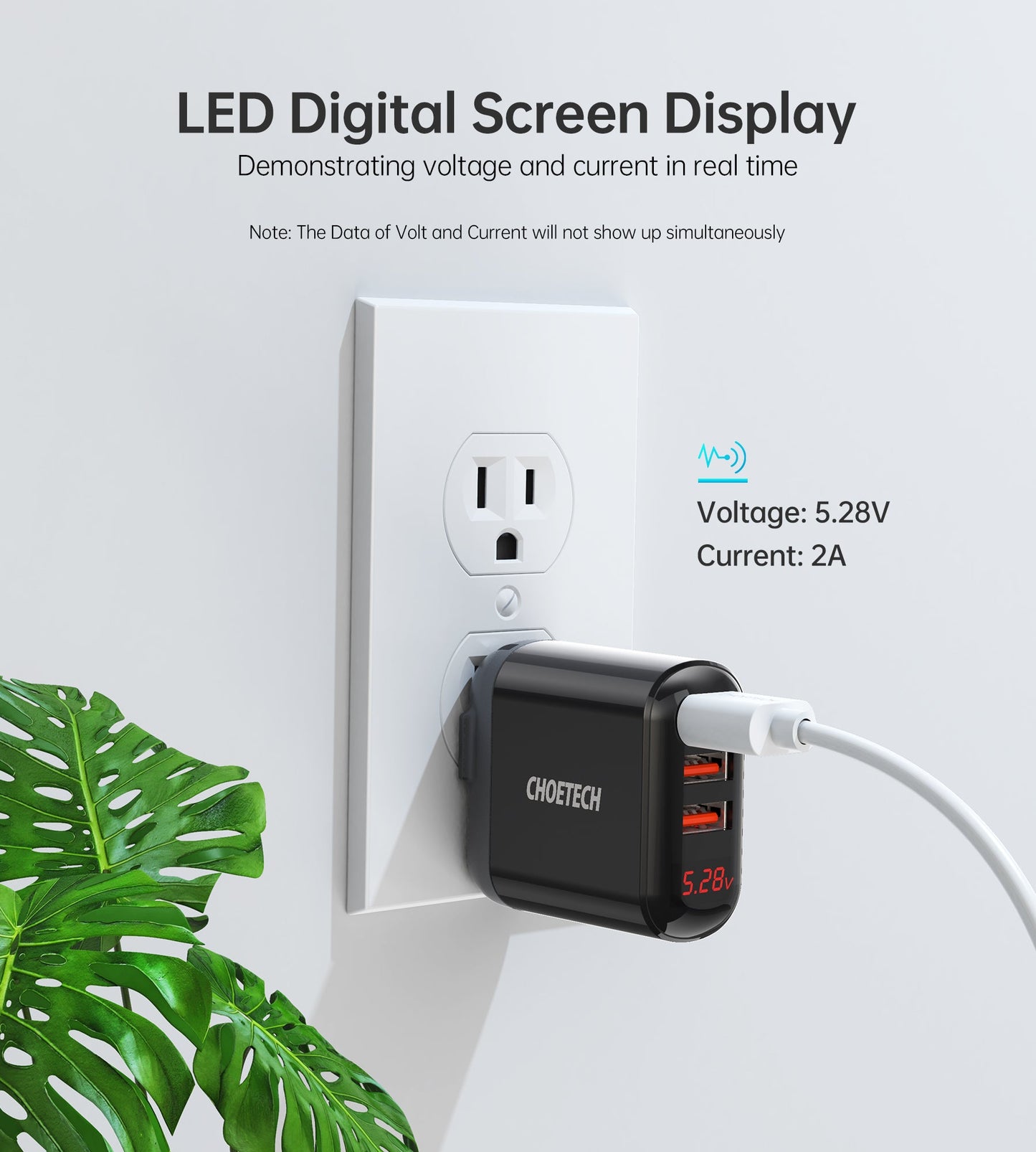 Triple USB Wall Charger – Foldable Plug & LED Display