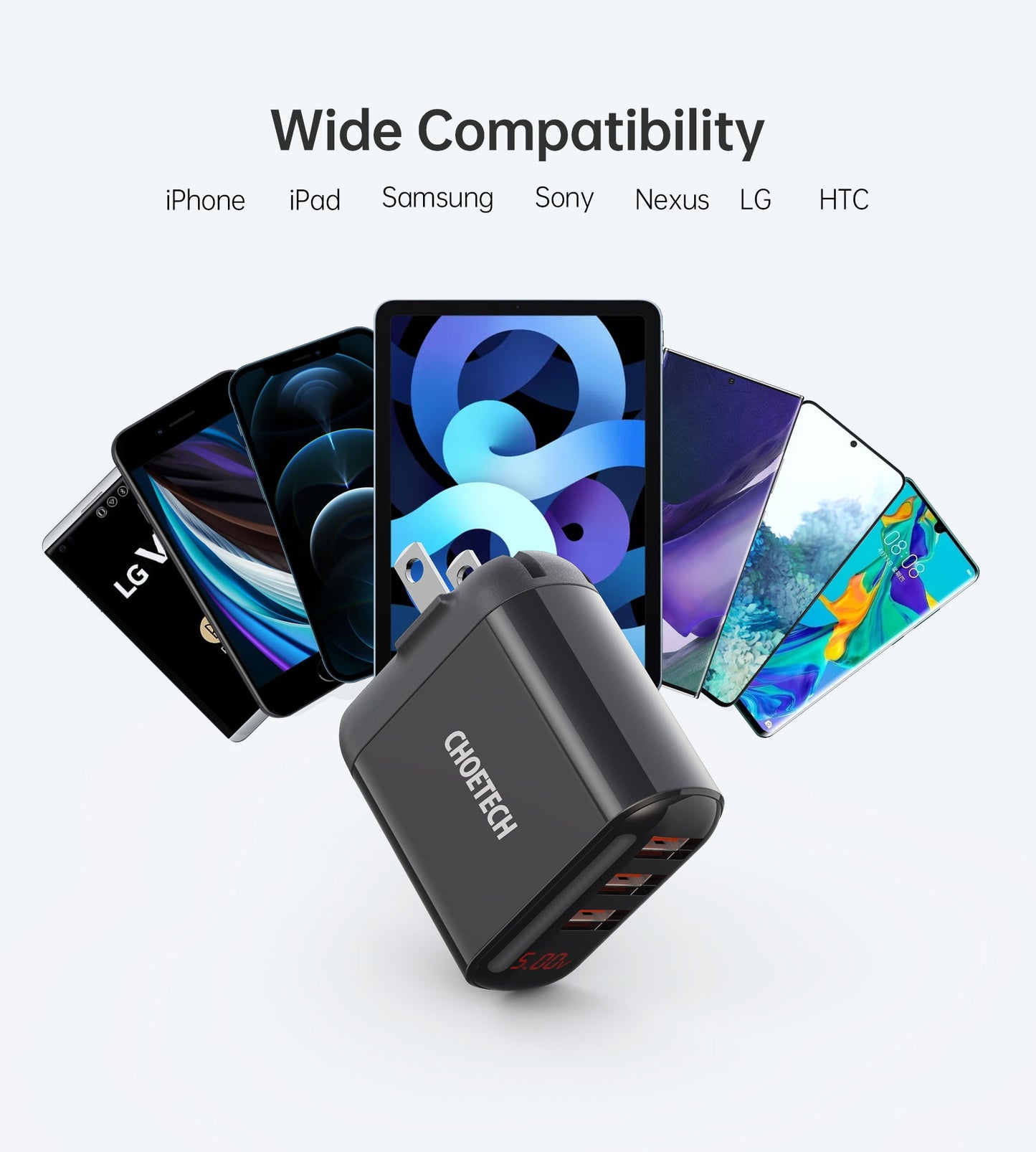 Triple USB Wall Charger – Foldable Plug & LED Display