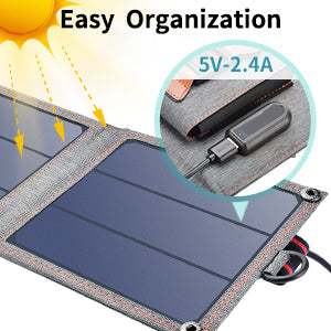 14W Foldable Solar Charger – USB Panel, 23.5% Efficient, Portable
