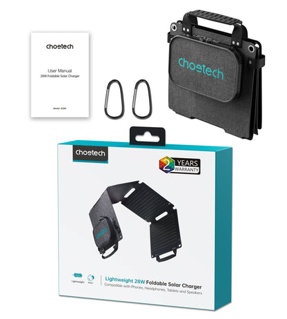 28W Foldable Solar Charger – USB Panel, 23% Efficiency, Portable