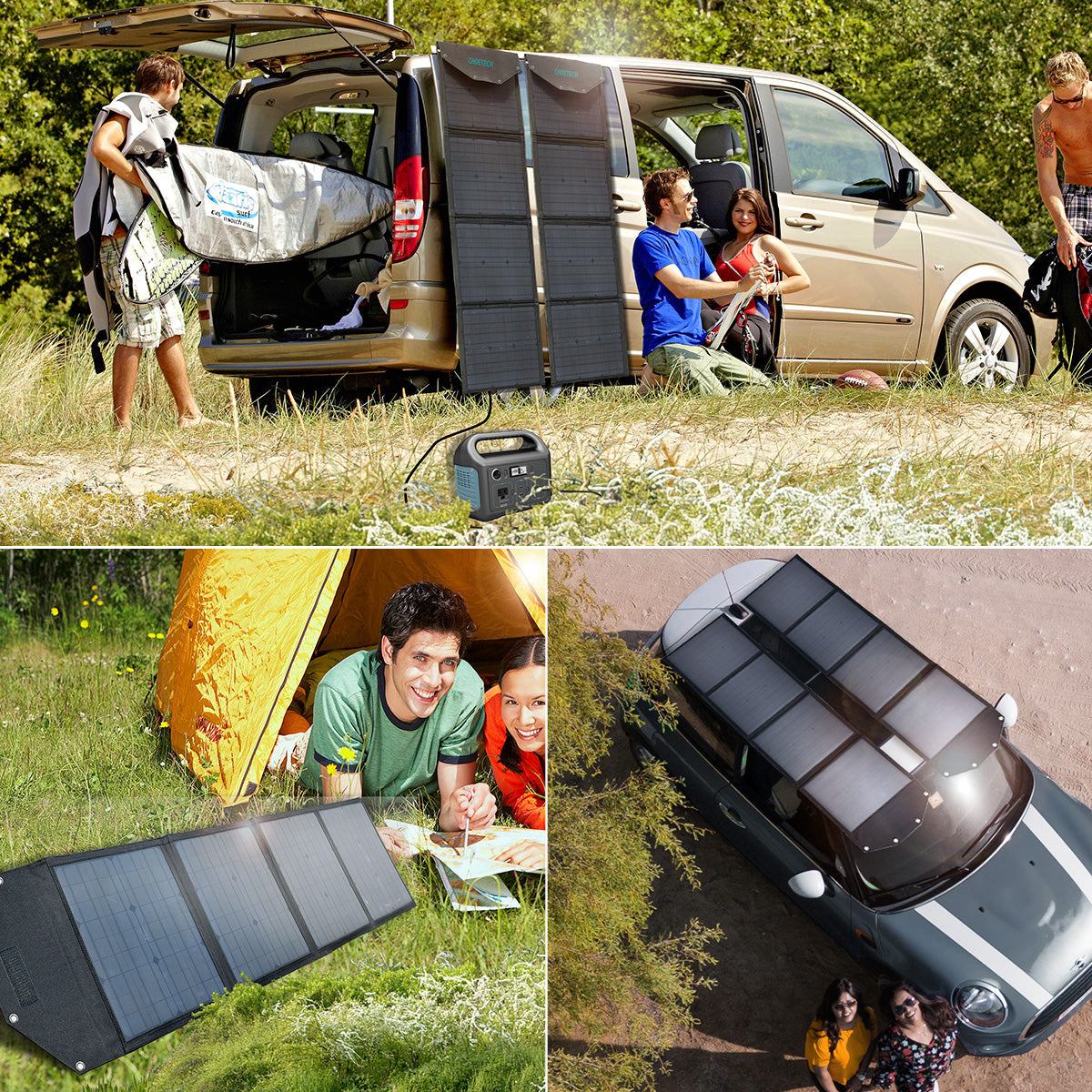 100W Foldable Solar Charger – USB Output for Outdoor Use