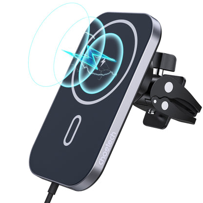 Magnetic Car Wireless Charger – 15W Qi, 360°, Universal
