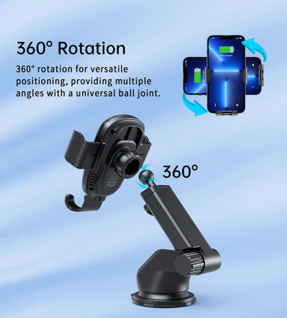 15W Gravity Car Charger Holder – Auto Clamp, Black