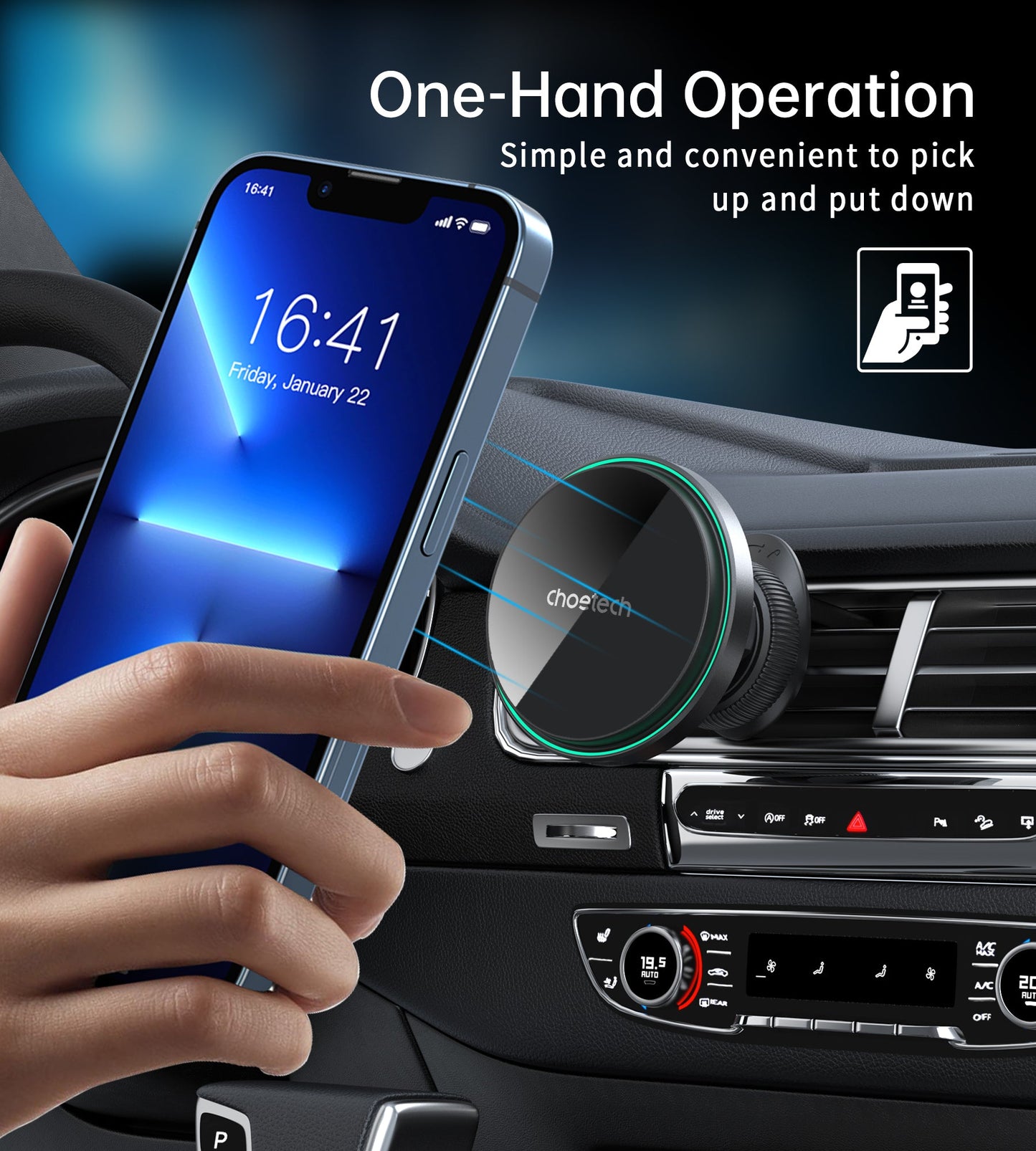 15W Magnetic Qi Car Wireless Charger Holder