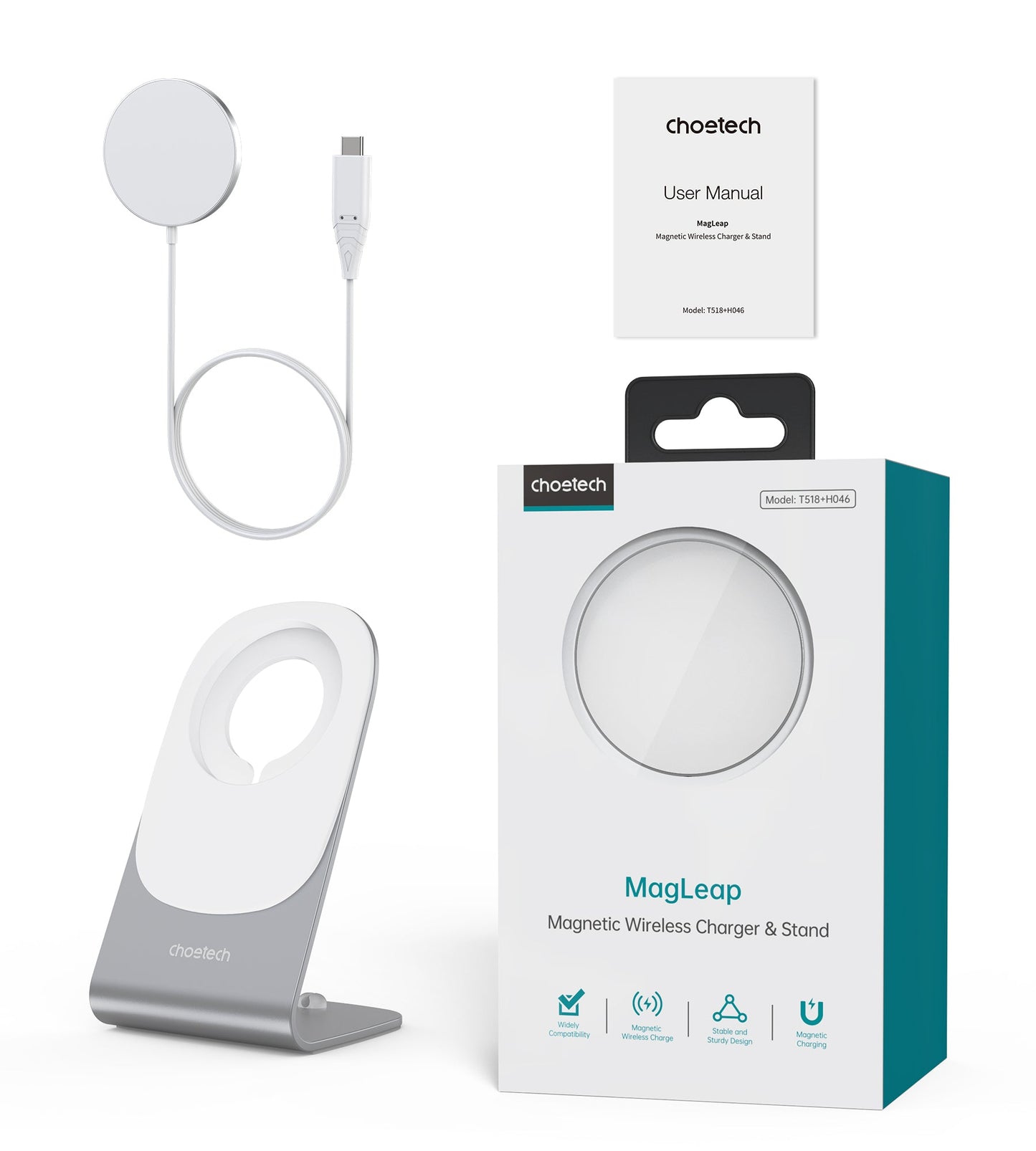 Mag-Safe Charger – Stand/Pad, 5ft Cable, for iPhone