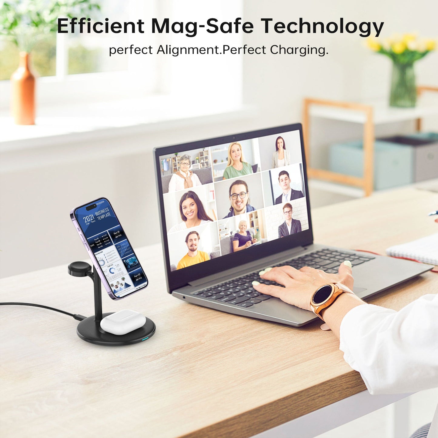 3-in-1 Magnetic Wireless Charger – 15W Fast Charge for Apple