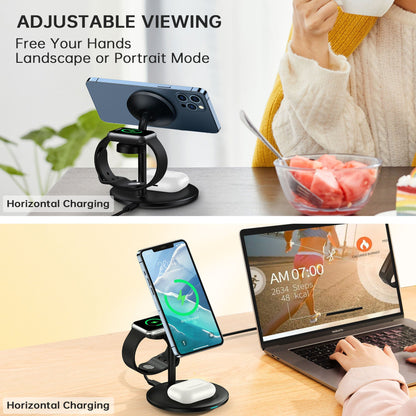3-in-1 Magnetic Wireless Charger – 15W Fast Charge for Apple