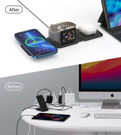 3-in-1 Foldable Magnetic Charger – for iPhone, Watch, Pods