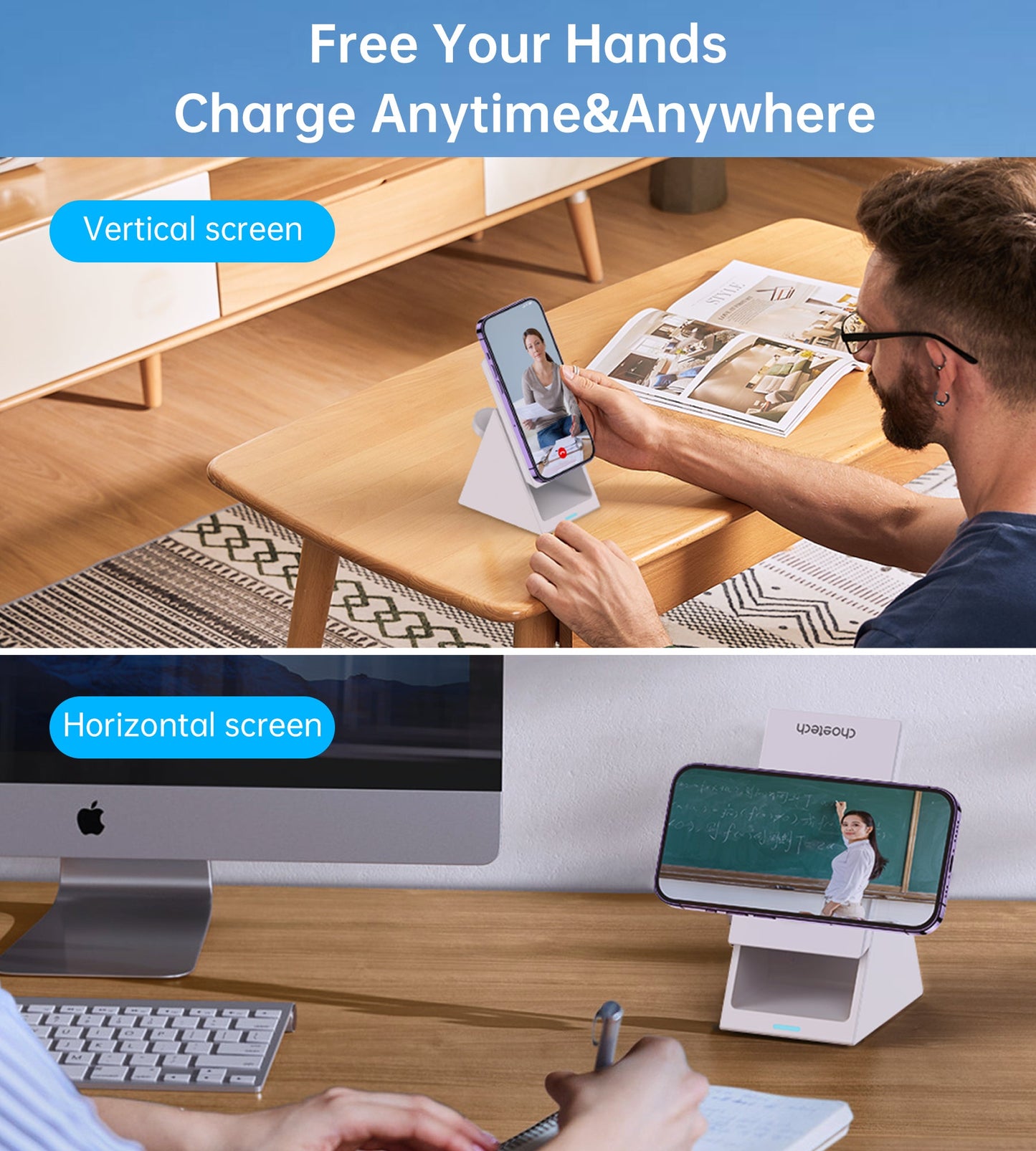 3-in-1 Magnetic Wireless Charger – Foldable Watch Holder