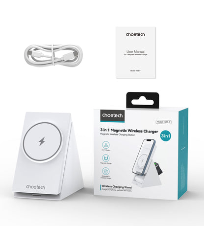 3-in-1 Magnetic Wireless Charger – Foldable Watch Holder