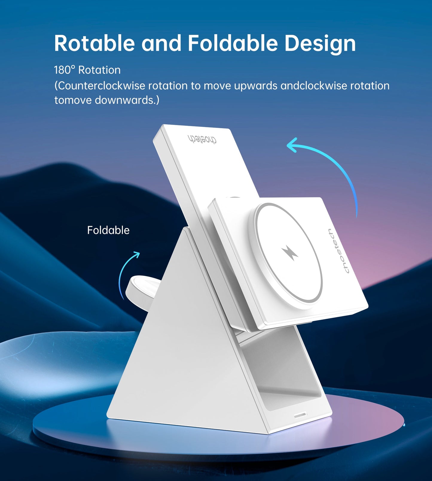 3-in-1 Magnetic Wireless Charger – Foldable Watch Holder