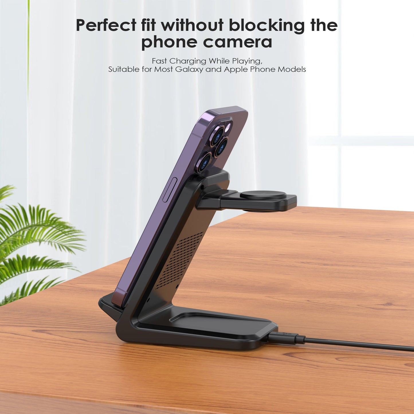 Tri-Device Wireless Charger – 15W/10W/7.5W Fast Charge