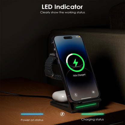 Tri-Device Wireless Charger – 15W/10W/7.5W Fast Charge