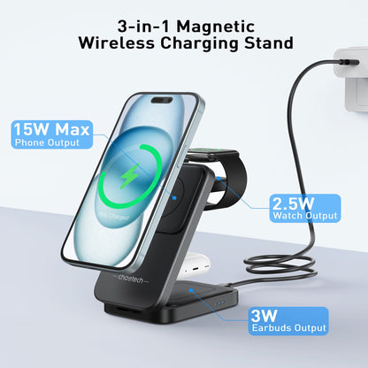 Qi2 Magnetic Wireless Charger – Tri-Fold, 15W Fast Charge