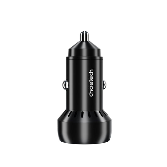60W Dual USB-C & USB-A Car Charger – Fast Charging, Black