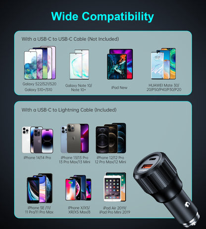 63W Car Charger – PD45W + QC18W Dual-Port Fast Charging