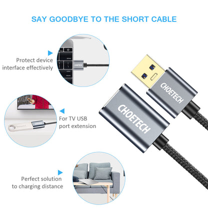 USB 3.0 Extension Cable – 6.6ft A-Male to Female, 5Gbps
