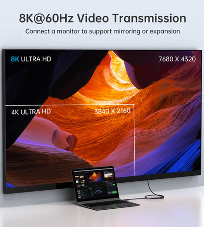 240W USB-C 4 Gen3 Cable – 8K Audio & Video, Grey