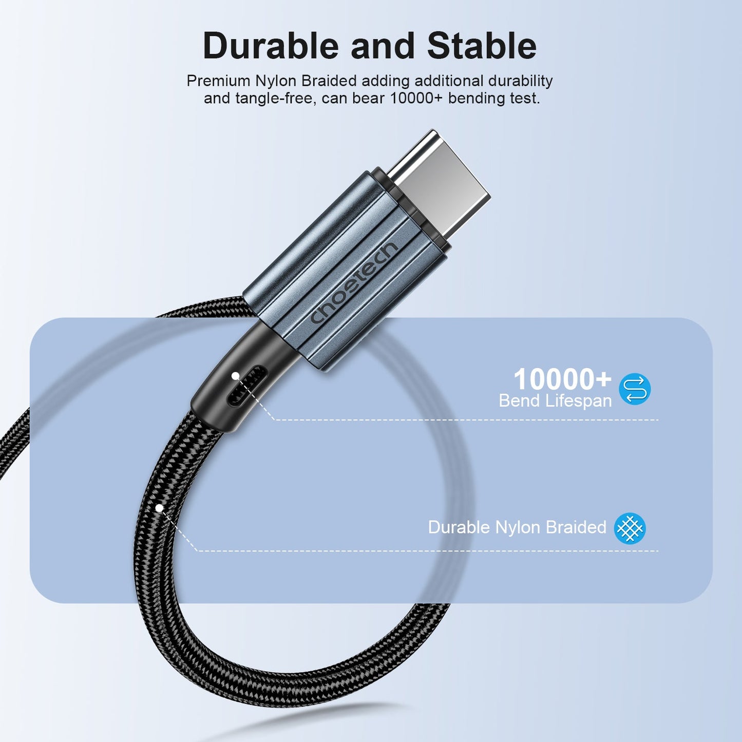 60W USB-C to C Cable – Fast Charge, Data, Nylon Braided