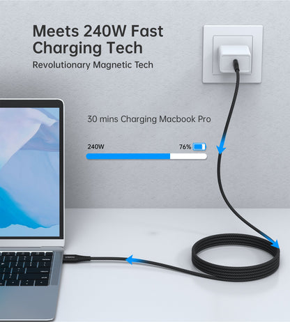 240W USB-C to USB-C Magnetic Cable – PD3.1, 1.8M Length