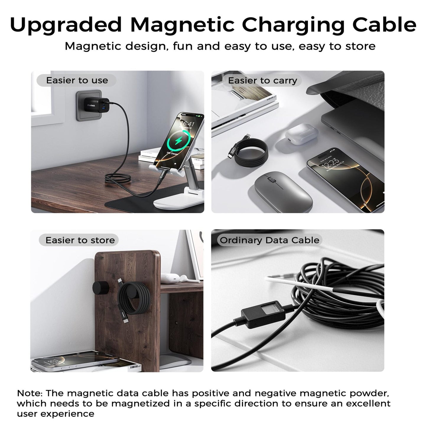 100W Magnetic USB-C Cable – Nylon Braided, Fast Charge