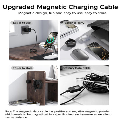 100W Magnetic USB-C Cable – Nylon Braided, Fast Charge