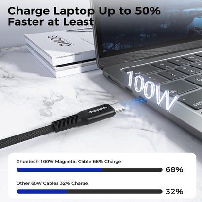 100W Magnetic USB-C Cable – Nylon Braided, Fast Charge