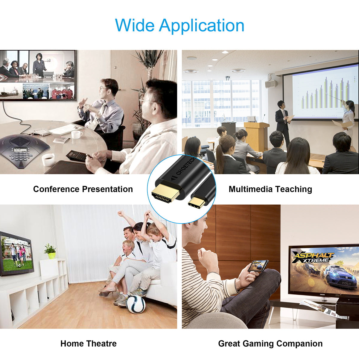 USB-C to HDMI Cable – 10ft 4K@30Hz Video Cord for iPad & More