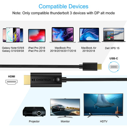 USB-C to HDMI Cable – 10ft 4K@30Hz Video Cord for iPad & More