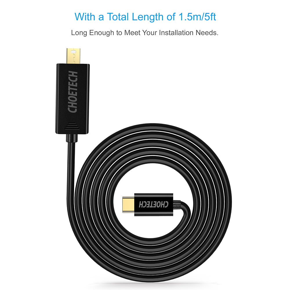 USB-C to Mini DisplayPort Cable – 4K Video, 1.5M Length