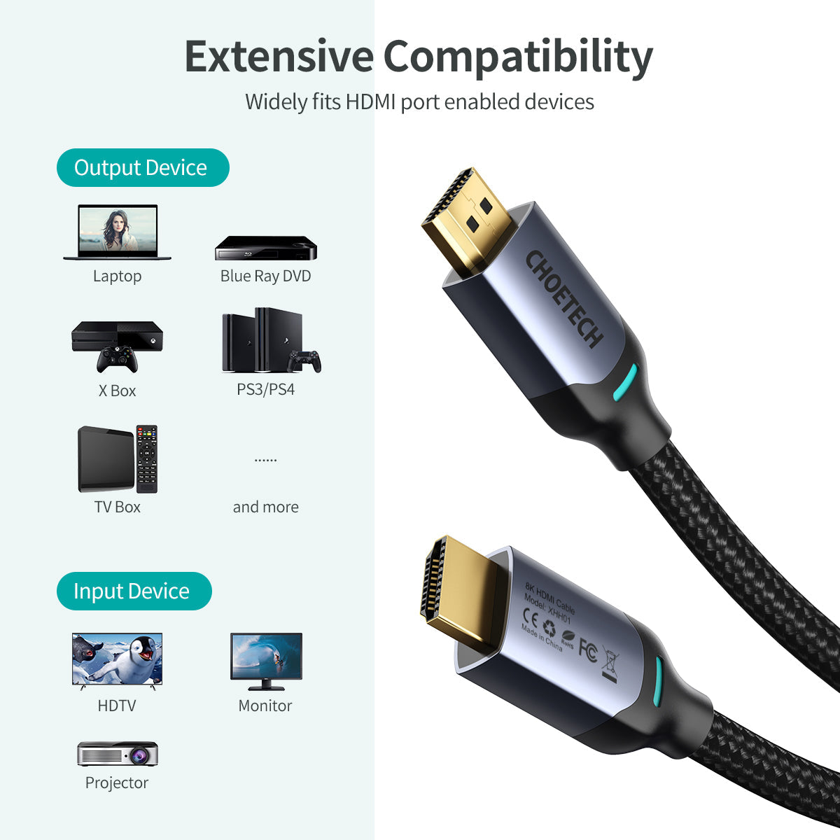8K HDMI Cable – 48Gbps, HDR, 165Hz, Ultra High-Speed for TV/PC