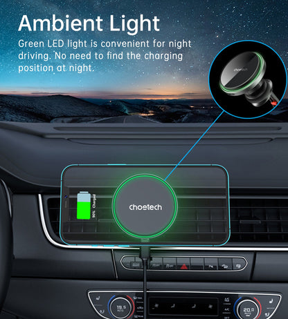 Mag Car Wireless Charger – 15W Qi Fast Charge, for iPhone