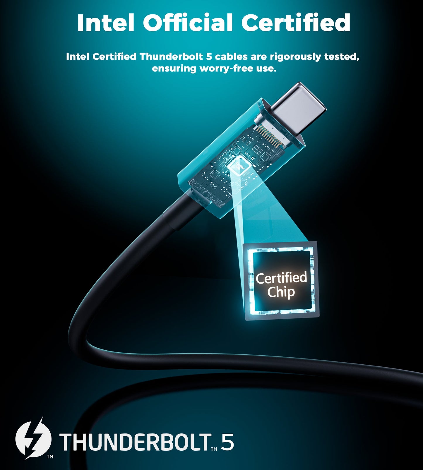 Thunderbolt 5 Cable – 240W 120Gbps 8K@60Hz, 3.3ft