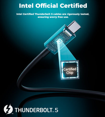 Thunderbolt 5 Cable – 240W 120Gbps 8K@60Hz, 3.3ft