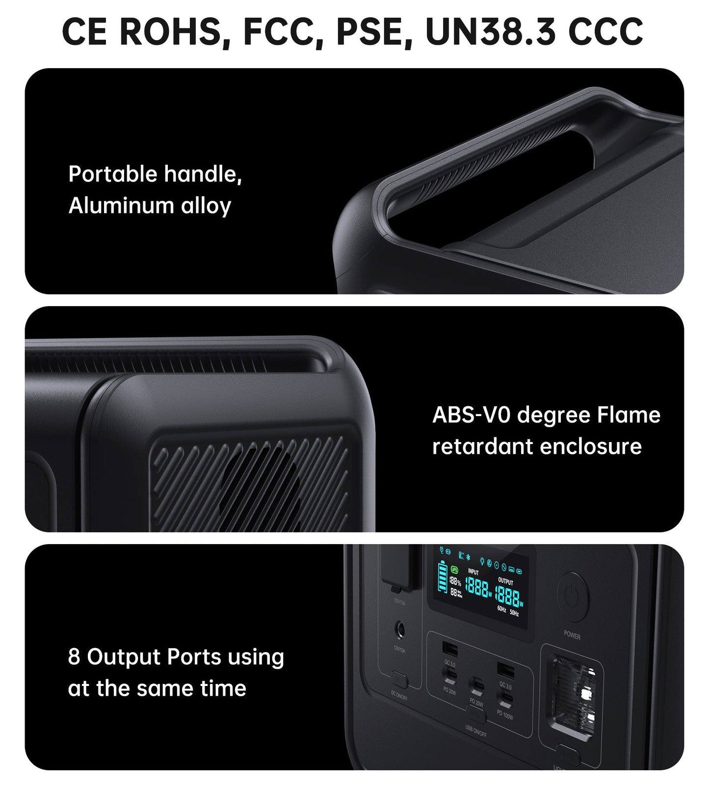 800W Portable Power Station – 512Wh LiFePO4, for Backup