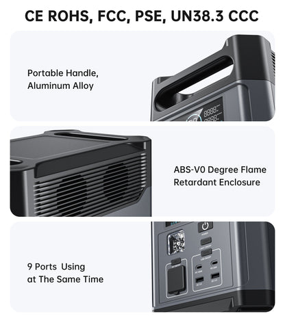 1200W Portable Power Station – 1024Wh LiFePO4, for Backup