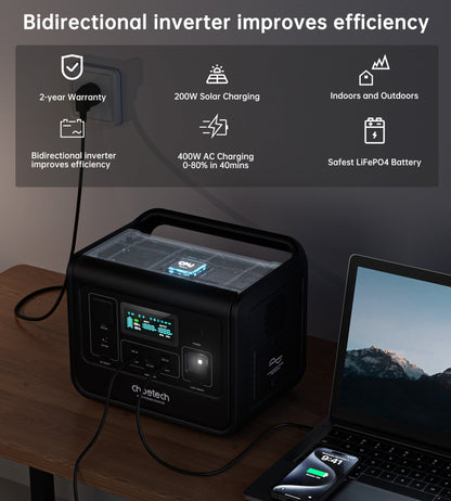 800W Portable Power Station – 512Wh LiFePO4, for Backup
