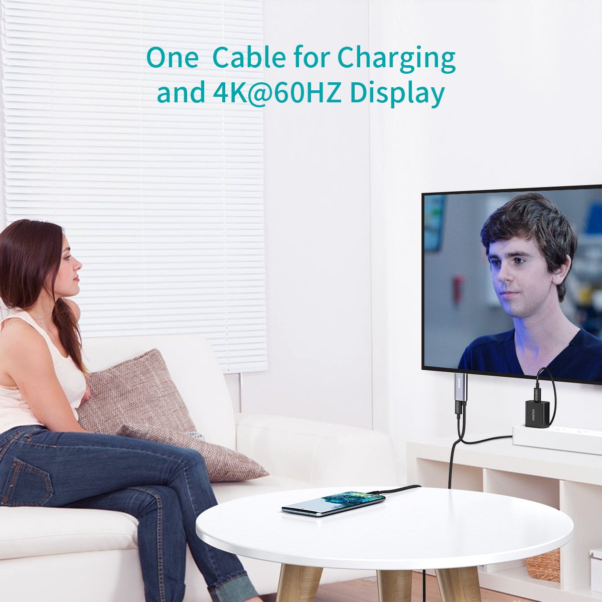 USB-C to HDMI Cable with 60W PD Charging – 6FT